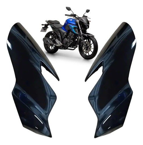 Par de Carenagens Laterais do Farol Paramotos Yamaha Fazer Fz25 250 2022 a 2024 Preto Metálico
