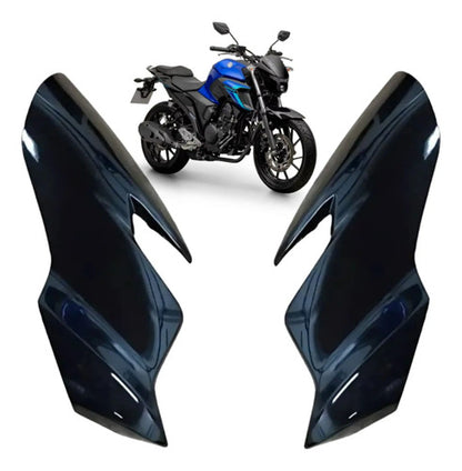 Par de Carenagens Laterais do Farol Paramotos Yamaha Fazer Fz25 250 2022 a 2024 Preto Metálico
