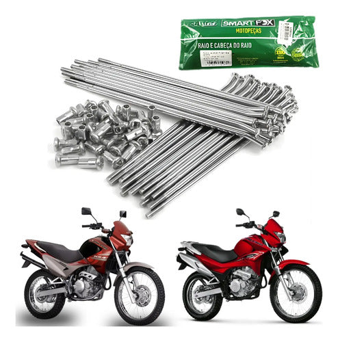 Jogo de Raios Traseiro Smartfox Honda Nx 400 Falcon 1999 a 2008 4 mm Cromado