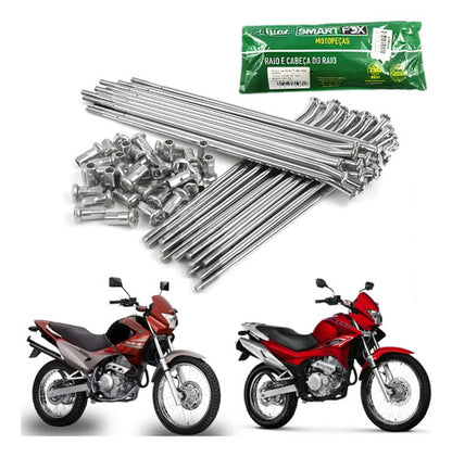 Jogo de Raios Traseiro Smartfox Honda Nx 400 Falcon 1999 a 2008 4 mm Cromado