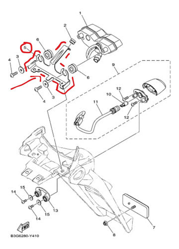 Suporte da Lanterna Traseira Yamaha Lander 250 2023 a 2025
