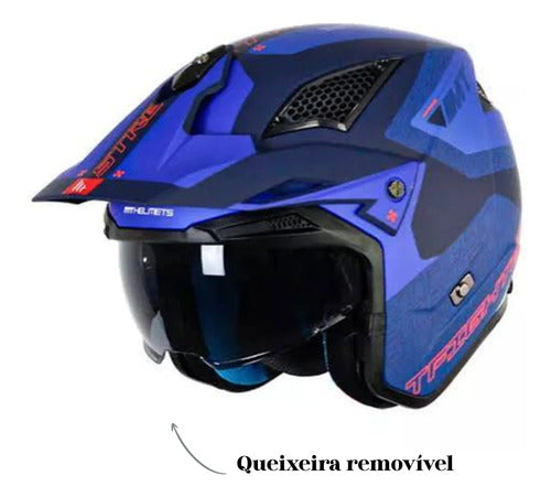 Capacete MT Helmets Streetfighter SV S Totem com Óculos Solar Interno Azul Fosco Tamanho 60/L