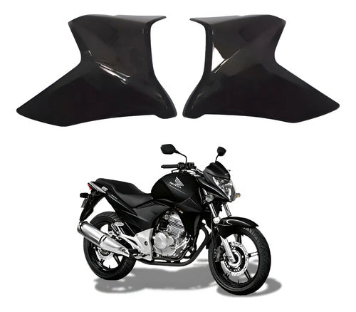 Par de Guias de Ar Abas do Tanque Paramotos Honda Cb 300r 2013 em diante Preto Brilhante