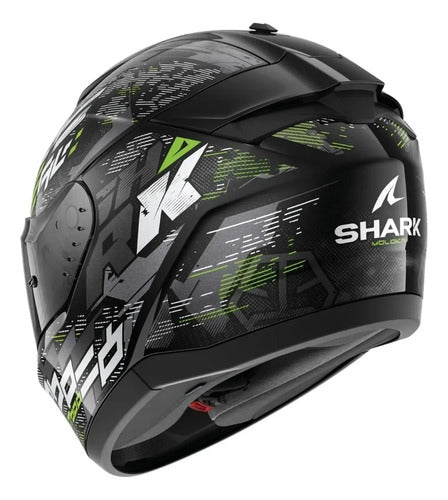 Capacete Shark Ridill 2 Molokai com Óculos Solar Interno Preto Verde Brilhante