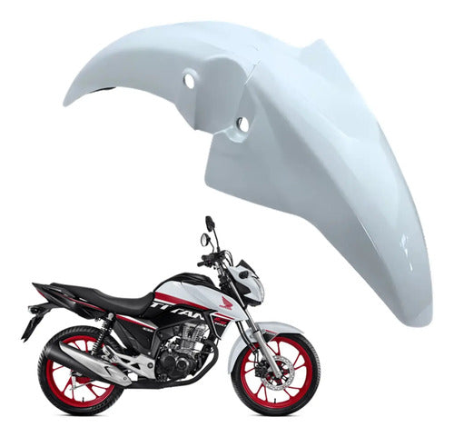 Paralama Dianteiro sem Suporte Paramotos Honda Cg 160 Titan 2016 a 2022 Branco Perolizado