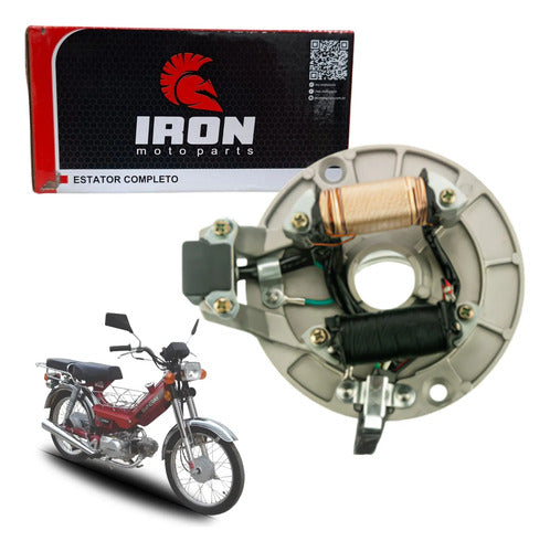 Magneto Estator com Base e Bobina de Pulso Iron Shineray Xy 50q 2005 a 2009 2 Bobinas