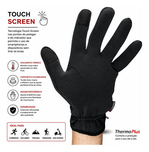 Luva Curtlo Thermoplus Térmica Segunda Pele Touch Screen Preto
