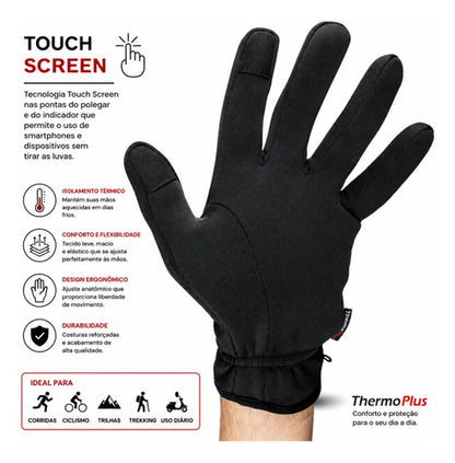Luva Curtlo Thermoplus Térmica Segunda Pele Touch Screen Preto