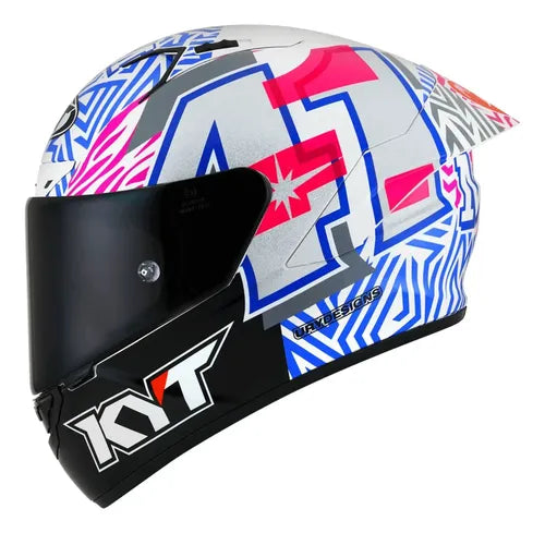 Capacete KYT NZ-Race Espargaro 2022 com Spoiler Branco Brilhante