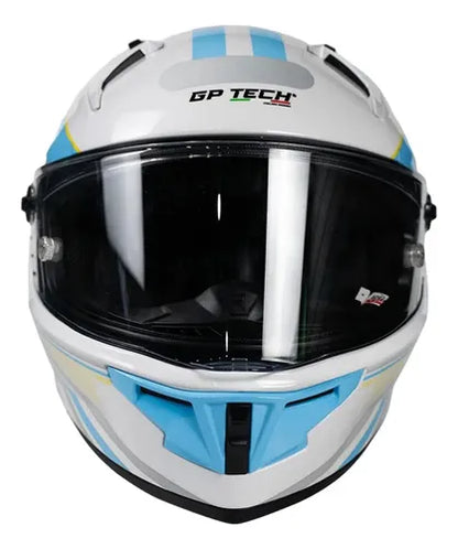 Capacete GP Tech Pilot Grand Prix Argentina Branco Azul Brilhante