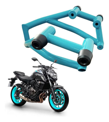 Protetor de Motor Stunt Race Cage Yamaha Mt-07 2016 a 2025 Azul Turquesa Metálico