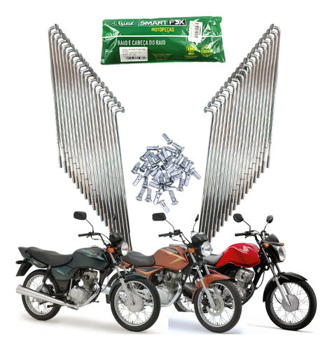 Jogo de Raios Smartfox Honda Cg 125 150 160 Titan Fan Start 4 mm Cromado