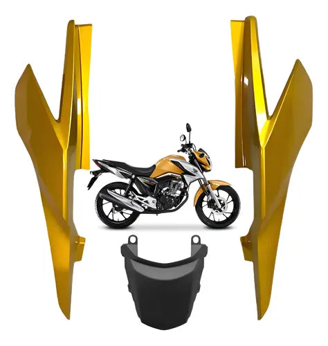 Kit Rabeta Lateral Completa Paramotos Honda Cg 160 Titan 2016 a 2024 Amarelo Perolizado