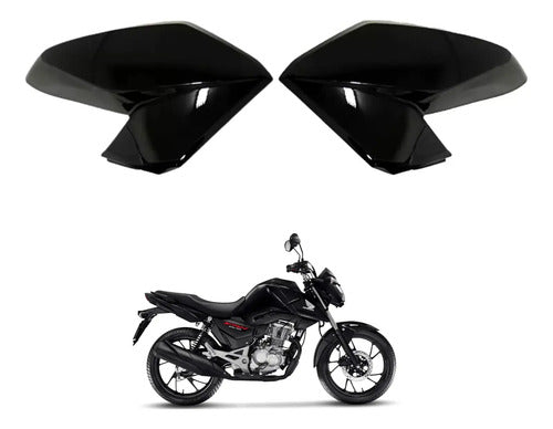 Par de Abas do Tanque Paramotos Honda Cg 160 Fan Start 2016 a 2021 Preto Brilhante
