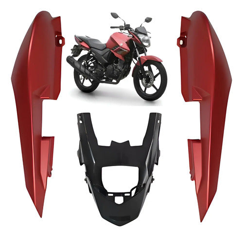 Rabeta Lateral Completa Paramotos Yamaha Fazer 150 2019 a 2022 Vermelho Fosco