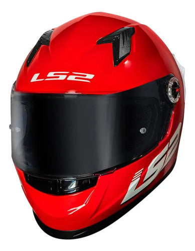 Capacete LS2 FF358 Classic S Solid com Spoiler Vermelho Brilhante