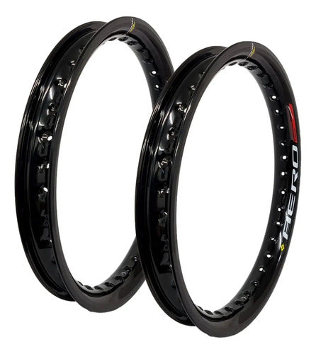 Par de Aros de Roda Aero Slim Monaco Honda Xre 300 Crf 230f 21x70 2.15 e 18x70 2.15 Preto Brilhante