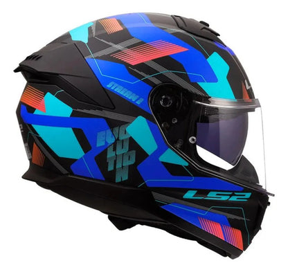Capacete LS2 FF808 Stream II Mika com Óculos Solar Interno Preto Azul Fosco