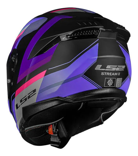 Capacete LS2 FF808 Stream II Vintage com Óculos Solar Interno Preto Roxo Cinza Fosco Tamanho 56/S