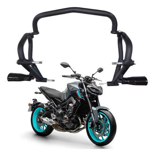Protetor de Motor com Slider Chapam Yamaha Mt-09 2014 a 2025 Preto Fosco
