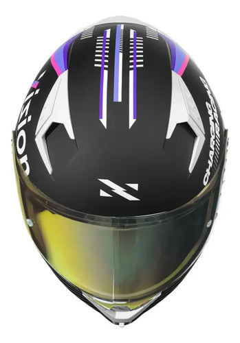 Capacete Norisk Flow Vizion com Spoiler Roxo Rosa Preto Brilhante Tamanho 60/L
