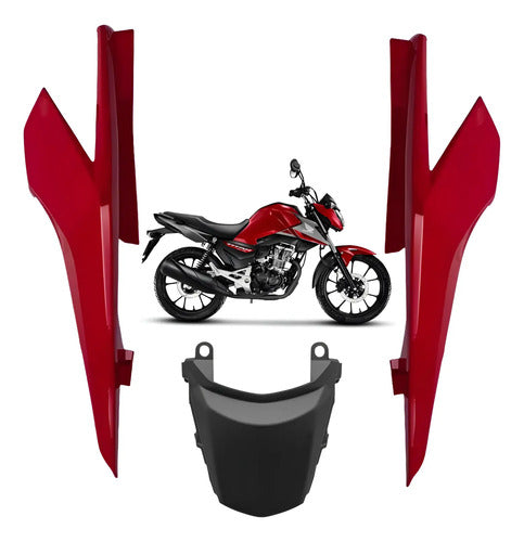 Kit Rabeta Lateral Completa Paramotos Honda Cg 160 Titan 2016 a 2024 Vermelho Perolizado