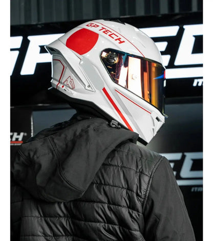 Capacete GP Tech Pilot Grand Prix Japão Branco Vermelho Brilhante