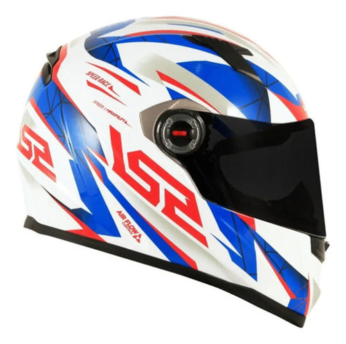 Capacete LS2 FF358 Draze Branco Azul Vermelho Brilhante Tamanho 60/L