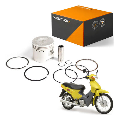 Kit Pistão com Anéis Magnetron Honda Biz Pop 100 C100 Dream 0,75 mm