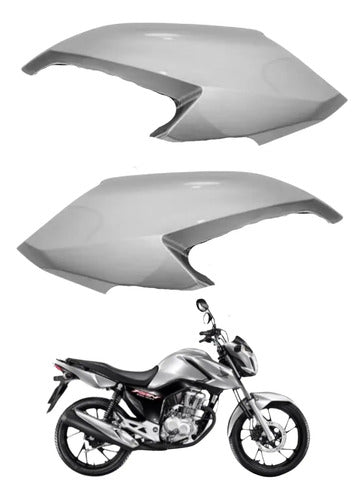 Par de Aletas Abas do Tanque Paramotos Honda Cg 160 Fan 2022 a 2024 Prata Force
