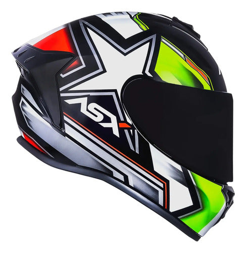 Capacete ASX Draken Pilot Preto Vermelho Verde Brilhante