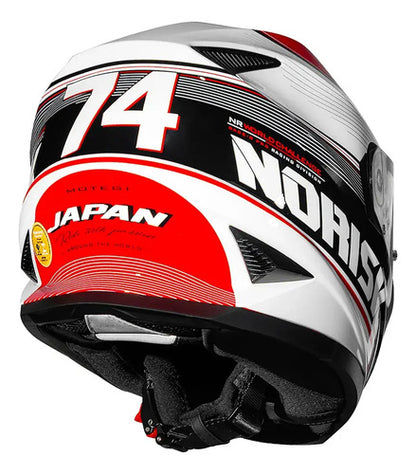 Capacete Norisk FF302 Soul II Grand Prix Japão com Óculos Solar Interno Branco