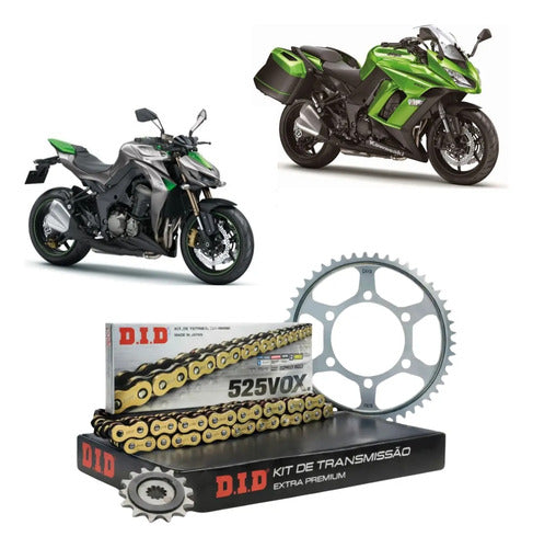 Kit Relação DID Premium com Retentor Kawasaki Ninja 1000 Z1000 2012 em diante 525ZVMX 114L 43/15T