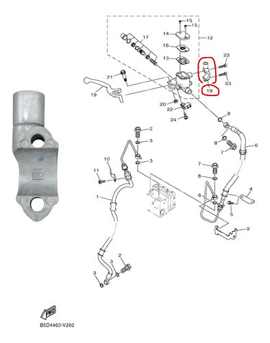 Suporte do Cilindro Mestre Direito Yamaha Fluo 125 Neo's