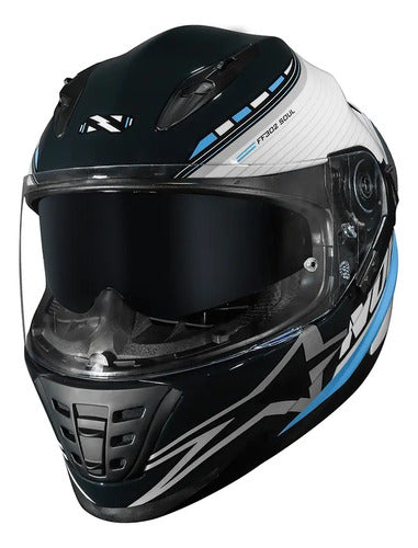 Capacete Norisk FF302 Soul II Grand Prix Argentina com Óculos Solar Interno Azul Branco
