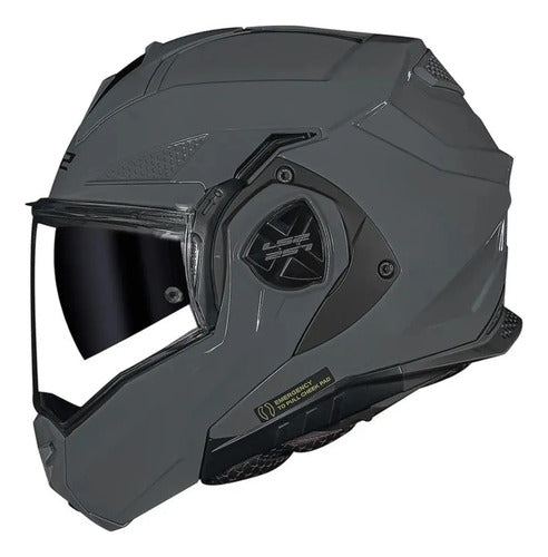 Capacete Escamoteável LS2 FF901 Advant X Solid Cinza Brilhante