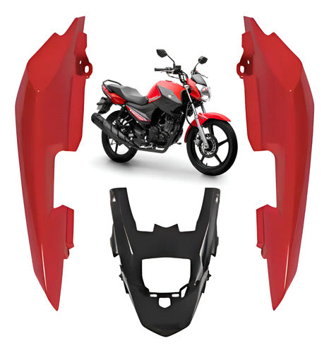 Rabeta Lateral Completa Paramotos Yamaha Factor 150 2016 a 2024 Vermelho Brilhante