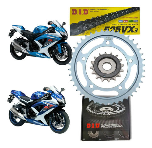 Kit Relação DID Premium com Retentor Suzuki Gsx-R750 2006 em diante 525VX3 116L 45/17T