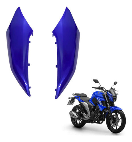 Par de Abas do Tanque Superiores Paramotos Yamaha Fazer Fz25 250 2018 a 2025 Azul Metálico