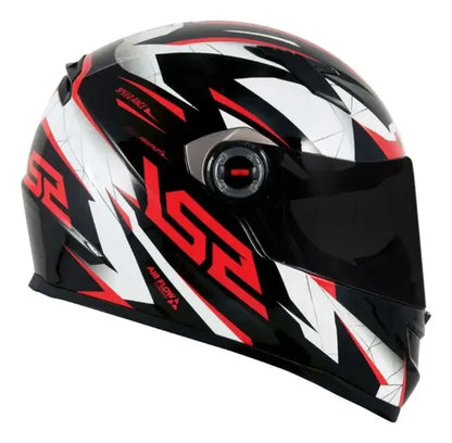 Capacete LS2 FF358 Draze Preto Branco Vermelho Brilhante