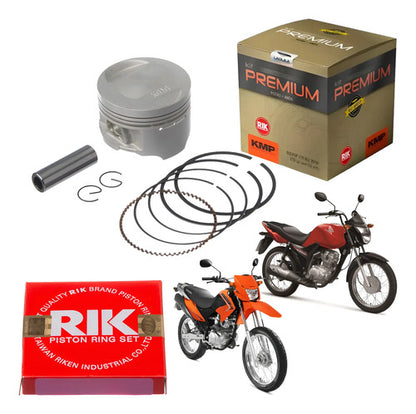 Kit Pistão com Anéis KMP Premium Honda Cg 125 Fan 2009 a 2018 Bros 125 2013 a 2015 4,00 mm