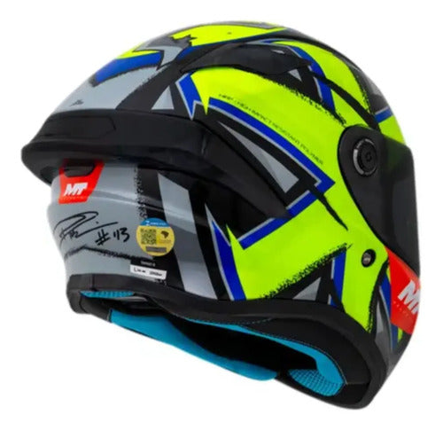 Capacete MT Helmets Targo S Rafael Paschoalin Verde Limão Brilhante Tamanho 58/M