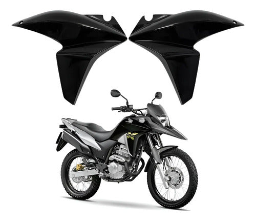 Par de Aletas Abas do Tanque Paramotos Honda Xre 300 2013 a 2015 Preto Basalto Brilhante