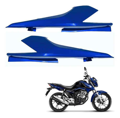 Par de Rabetas Laterais Paramotos Honda Cg 160 Titan 2016 a 2024 Azul Caraíva