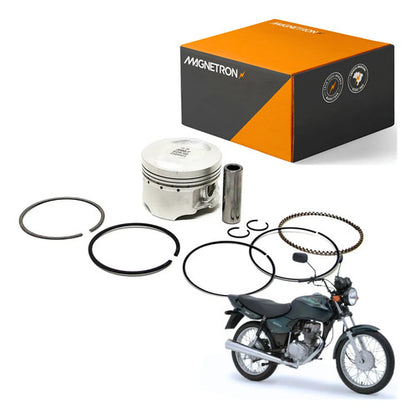 Kit Pistão com Anéis Magnetron Honda Cg 125 Titan Cargo 2002 a 2004 0,75 mm