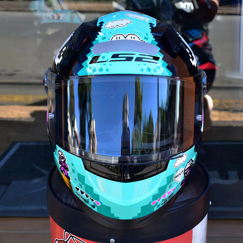 Capacete LS2 FF358 Bullet Preto Azul Brilhante