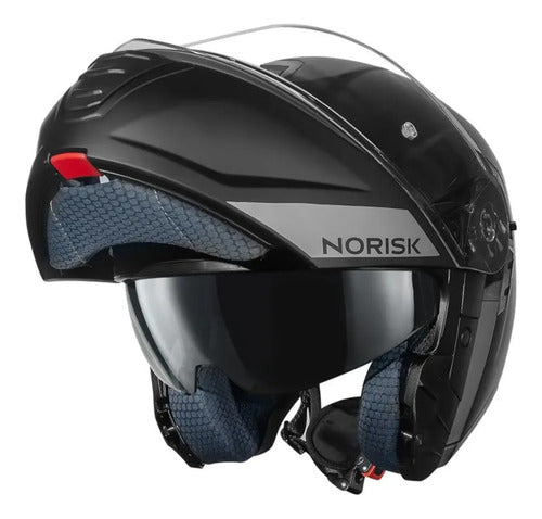 Capacete Escamoteável Norisk Vortex Solid com Óculos Solar Interno Preto Fosco