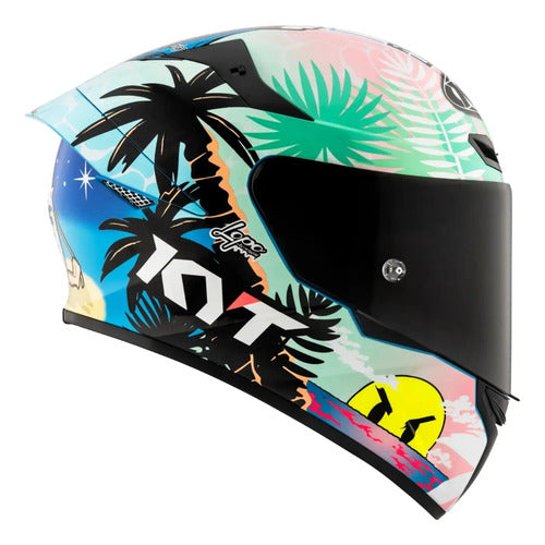 Capacete KYT TT-Course Riccardo Rossi Barcelona Preto Verde Branco