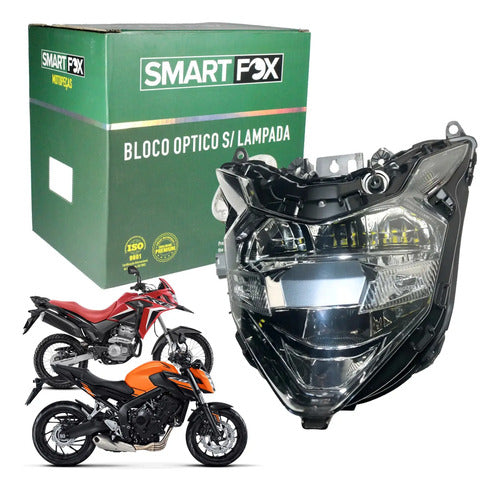 Farol Bloco Óptico Full LED Smartfox Honda Xre 300 2019 em diante Cb 650r 2018 a 2019 Cristal