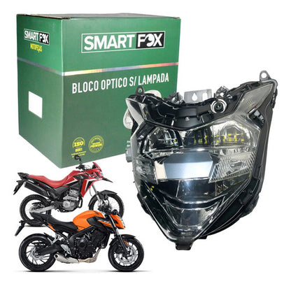 Farol Bloco Óptico Full LED Smartfox Honda Xre 300 2019 em diante Cb 650r 2018 a 2019 Cristal
